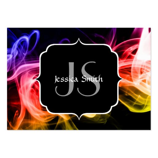 Beautiful Colourful Abstract Smoke with Monogram Business Card Template (back side)