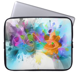Beautiful colourful and cool splatter music note laptop sleeve