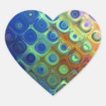 Beautiful cool abstract squares circles glass glow heart stickers