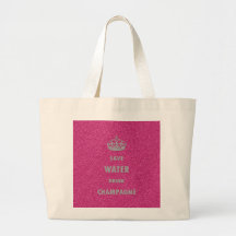 Beautiful cool girly save water drink champagne cr tote bags