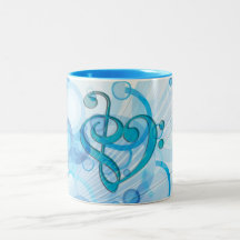 Beautiful cool music notes together as a heart coffee mug