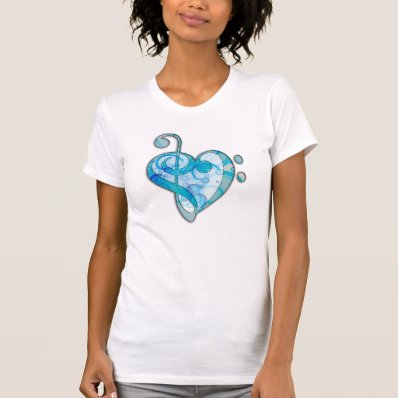Beautiful cool music notes together as a heart tees