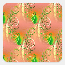 Beautiful Coral Peach Green Yellow Spring Floral Square Sticker