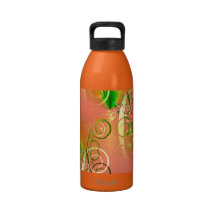 Beautiful Coral Peach Green Yellow Spring Floral Water Bottles