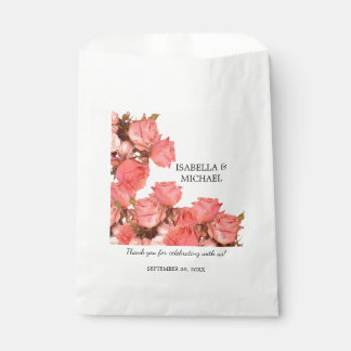 Beautiful Coral Rose Wedding Favor Bag