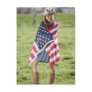 Beautiful cowgirl wrapped in American flag Post Cards