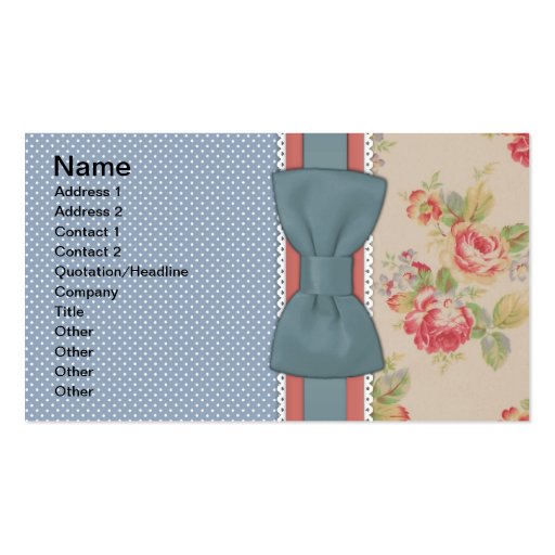 Beautiful cute elegant girly vintage flowers bow business cards