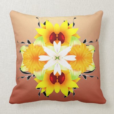Beautiful Daffodils on a light beige Background  T Pillow by hgmdigitalarts