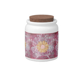 Beautiful Daisy Flower Distressed Floral Chic Candy Jar