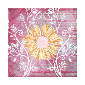 Beautiful Daisy Flower Distressed Floral Chic Gallery Wrapped Canvas