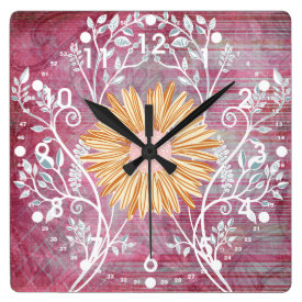 Beautiful Daisy Flower Distressed Floral Chic Clock