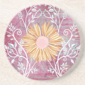 Beautiful Daisy Flower Distressed Floral Chic Coaster