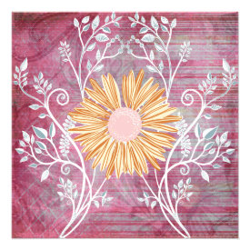 Beautiful Daisy Flower Distressed Floral Chic Personalized Invitation