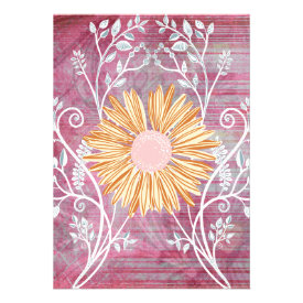 Beautiful Daisy Flower Distressed Floral Chic Personalized Invites