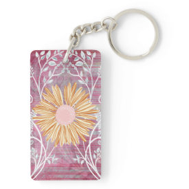 Beautiful Daisy Flower Distressed Floral Chic Acrylic Keychains