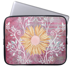 Beautiful Daisy Flower Distressed Floral Chic Computer Sleeve