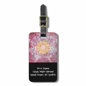Beautiful Daisy Flower Distressed Floral Chic Bag Tag