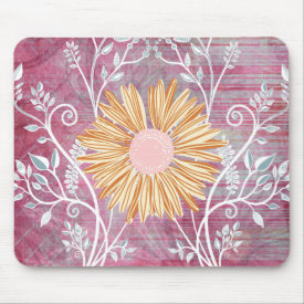 Beautiful Daisy Flower Distressed Floral Chic Mousepad