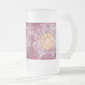 Beautiful Daisy Flower Distressed Floral Chic Frosted Beer Mug