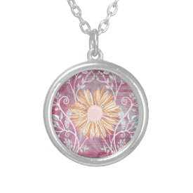 Beautiful Daisy Flower Distressed Floral Chic Personalized Necklace