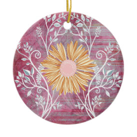 Beautiful Daisy Flower Distressed Floral Chic Christmas Ornaments