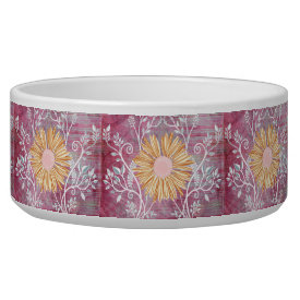 Beautiful Daisy Flower Distressed Floral Chic Dog Bowls
