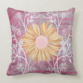 Beautiful Daisy Flower Distressed Floral Chic Pillows