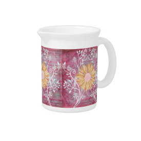 Beautiful Daisy Flower Distressed Floral Chic Pitchers