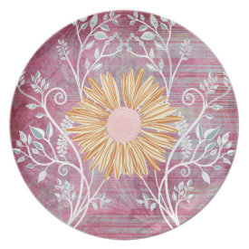Beautiful Daisy Flower Distressed Floral Chic Party Plates