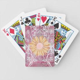 Beautiful Daisy Flower Distressed Floral Chic Poker Cards