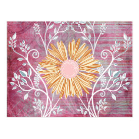 Beautiful Daisy Flower Distressed Floral Chic Post Cards