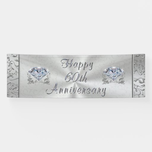 Beautiful Diamond Happy 60th Anniversary Banner | Zazzle