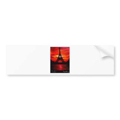 BEAUTIFUL EIFFEL TOWER PARIS FRANCE AT SUNSET BUMPER STICKERS by Teofaith
