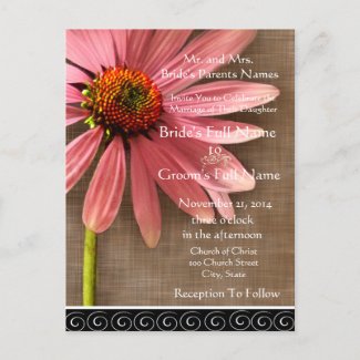 Beautiful Elegant ConeFlower Wedding Invitation postcard