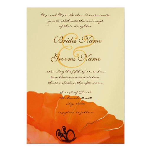 Beautiful Elegant Poppy Wedding Invitation