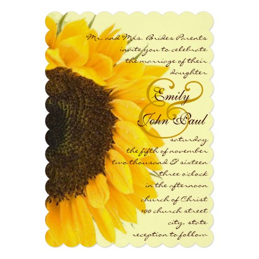 Beautiful Elegant Sunflower Wedding Invitation