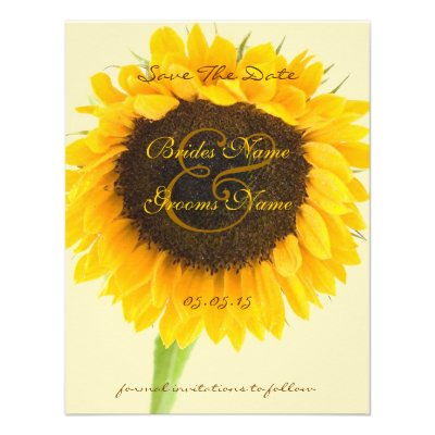 Beautiful Elegant Sunflower Wedding Save the Date Custom Invite