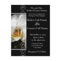 Beautiful Elegant White Orchid Wedding Invitation postcards by samack Beautiful Elegant White Orchid Wedding Invitation postcards