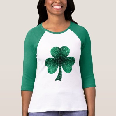 Beautiful Emerald Green Sparkles Shamrock Clover T-shirt