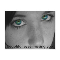 Beautiful eyes missing you postcards by tobikumachan Beautiful eyes missing you postcards