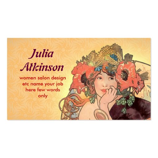 beautiful fashionable lady face business card (front side)