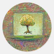 Beautiful floating tree earthy modern art My Queen Stickers