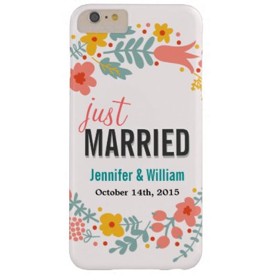 Beautiful Floral Just Married Wedding Celebration Barely There iPhone 6 Plus Case