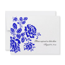 Beautiful Florals in Royal Blue RSVP / Reply Cards Personalized Invites