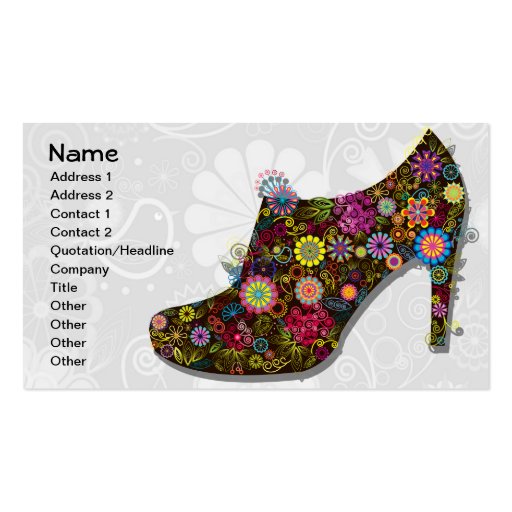 Beautiful Flower & Bird Shoe Retro Business Card Templates