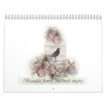 Beautiful flowers and birds singing. calendars