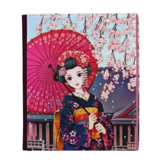 Beautiful Geisha in Spring Time iPad Folio Cases