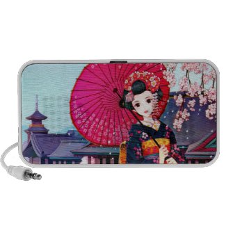 Beautiful Geisha in Spring Time iPod Speakers