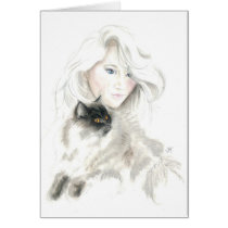 Beautiful Girl and Catl Cards