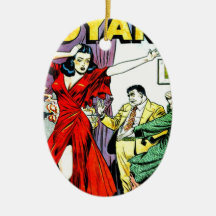 Beautiful Girl and Wise Guys Comic Christmas Tree Ornament